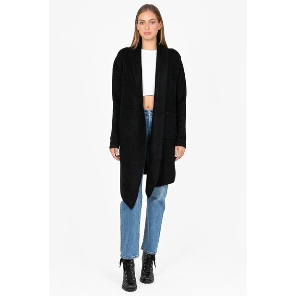 Pink Martini  Black Wool Long Sleeved Open Stockport Cardigan - Picture 1 of 11